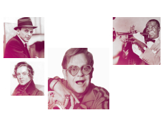 All musical genres such as jazz, pop/rock and classical music